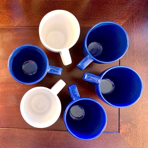 IKEA Färgrik Stacking Coffee Cup/Mug Set; 4 Cobalt Blue and 2 White. - Picture 14 of 16